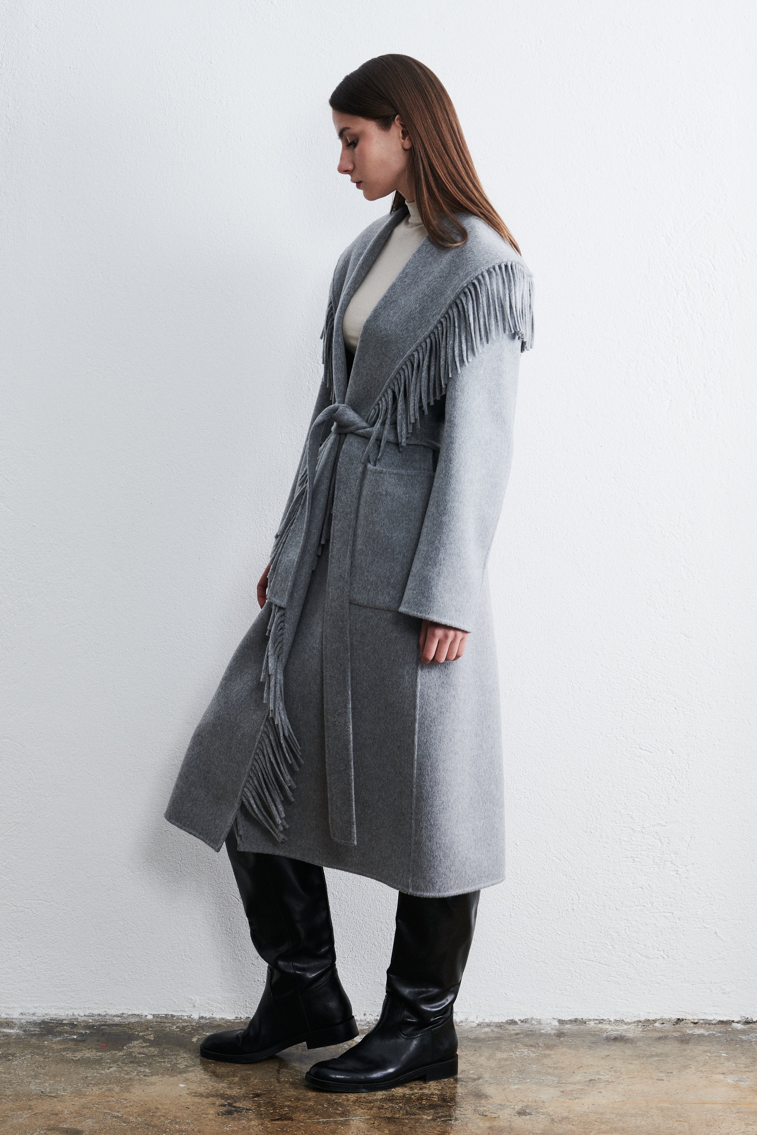 Cape Town Fringe Coat Winter Cloud