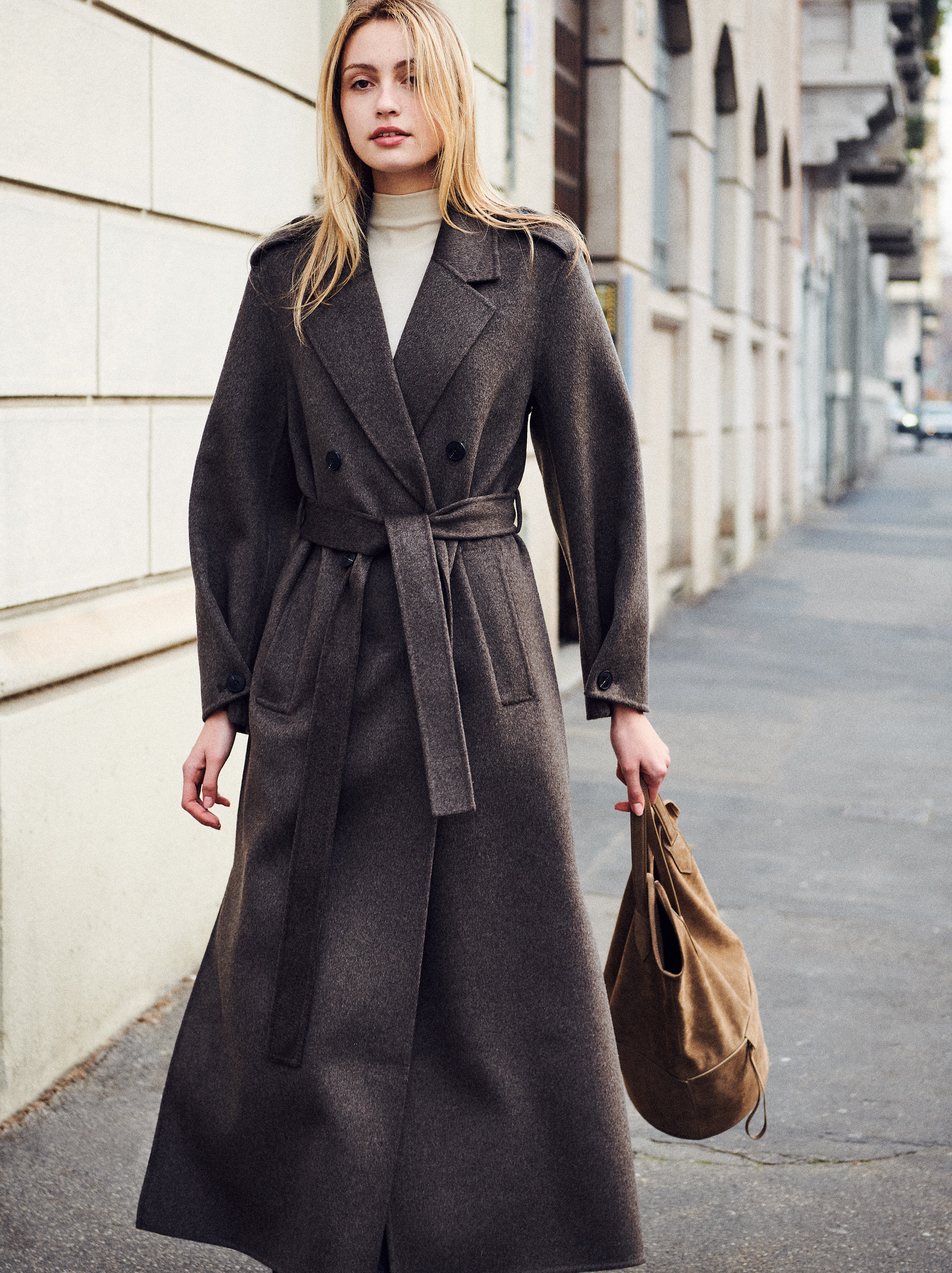 New York Long Trenchcoat Mocha Heather