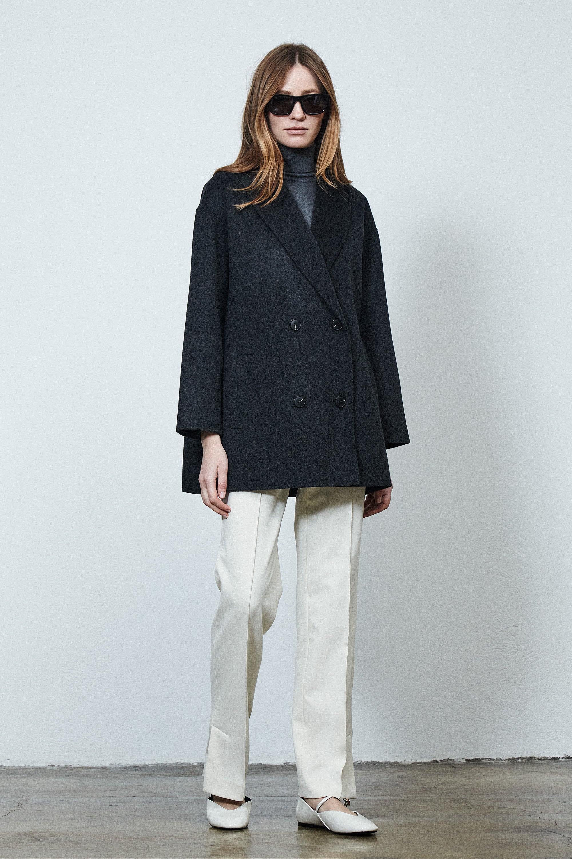 Brooklyn Round Lapel Coat Smoke