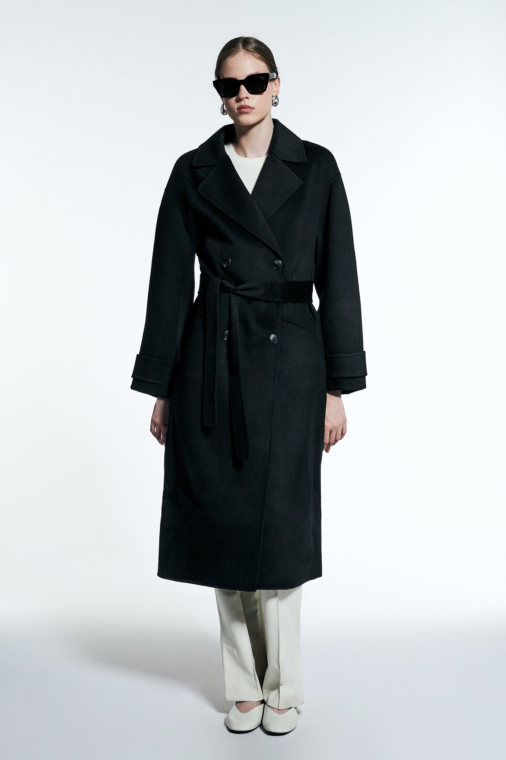 Savile Oversized Double-Breasted Coat Noir