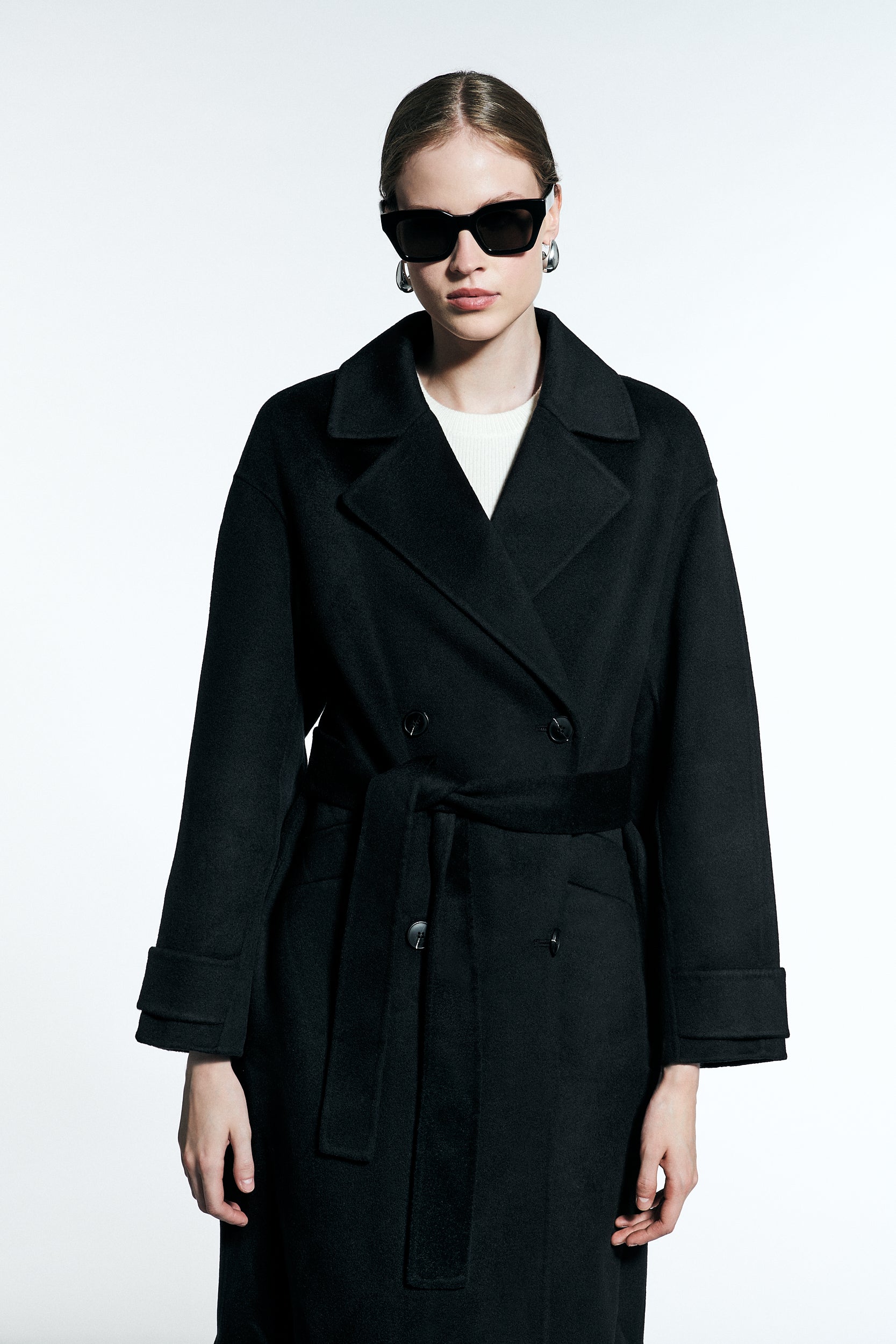 Savile Oversized Double-Breasted Coat Noir